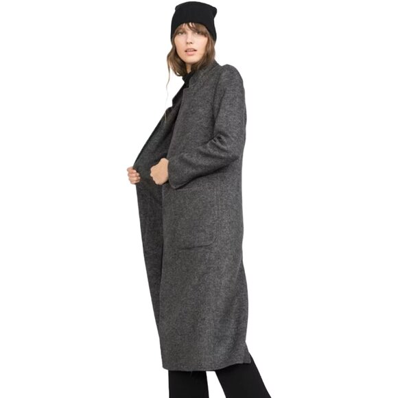Zara Handmade Wool Charcoal Gray Oversized Open Front Coat, Size XS/Size 2-4 - Picture 2 of 7